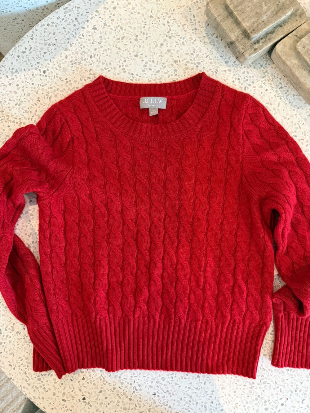J. Crew Red Cable-Knit Cashmere Sweater